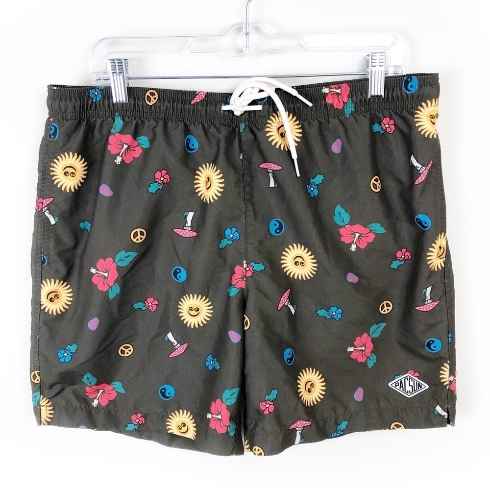 PACSUN Recycled Fun Town 17" Swim Trunks size: L